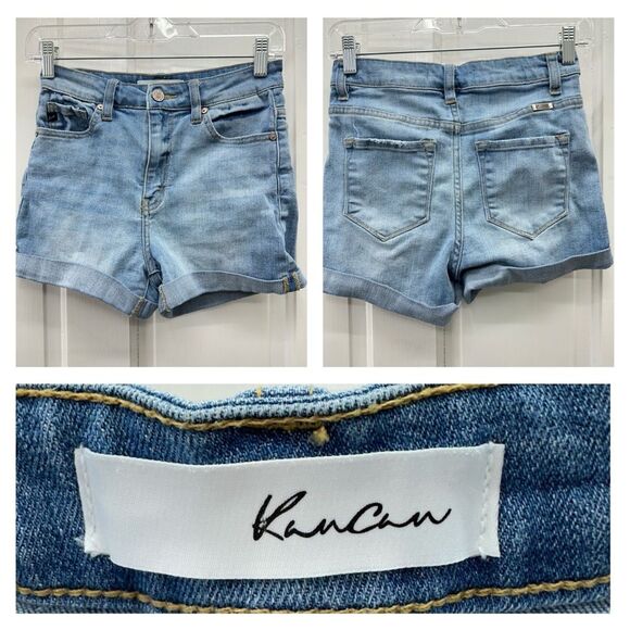 KanCan denim jean shorts women's small lay flat waist is 13 fold over hem - Picture 1 of 5